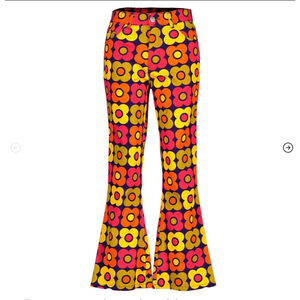 NWT Madcap England Flared pants with a retro floral pattern size 38 regular